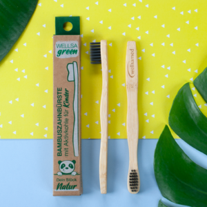 wellsagreen Bambus-Zahnbürste mit Aktivkohle für Kinder